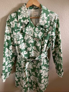Merona from Target Green & White Floral Jacket